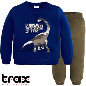 TRAX Φόρμα παιδική για αγόρι σετ δύο τεμάχια με τύπωμα Dinos της Τραξ